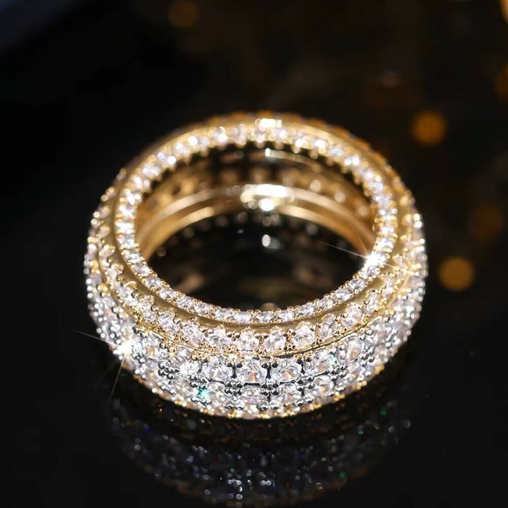 NEW 18k Yellow Gold Diamond Ring Infinity Ring Band Two Tone Ring - Picture 6 of 6